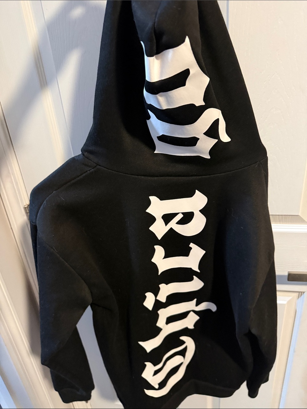 SHEIN Black Hoodie with White Gothic Print
